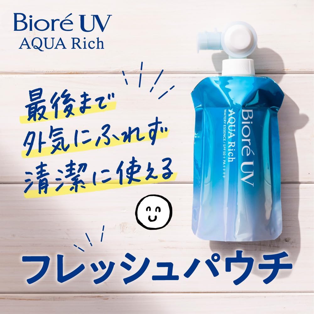 비오레 UV 아쿠아리치 워터리 에센스 프레시 파우치 120g (SPF50+ / PA++++)3세트