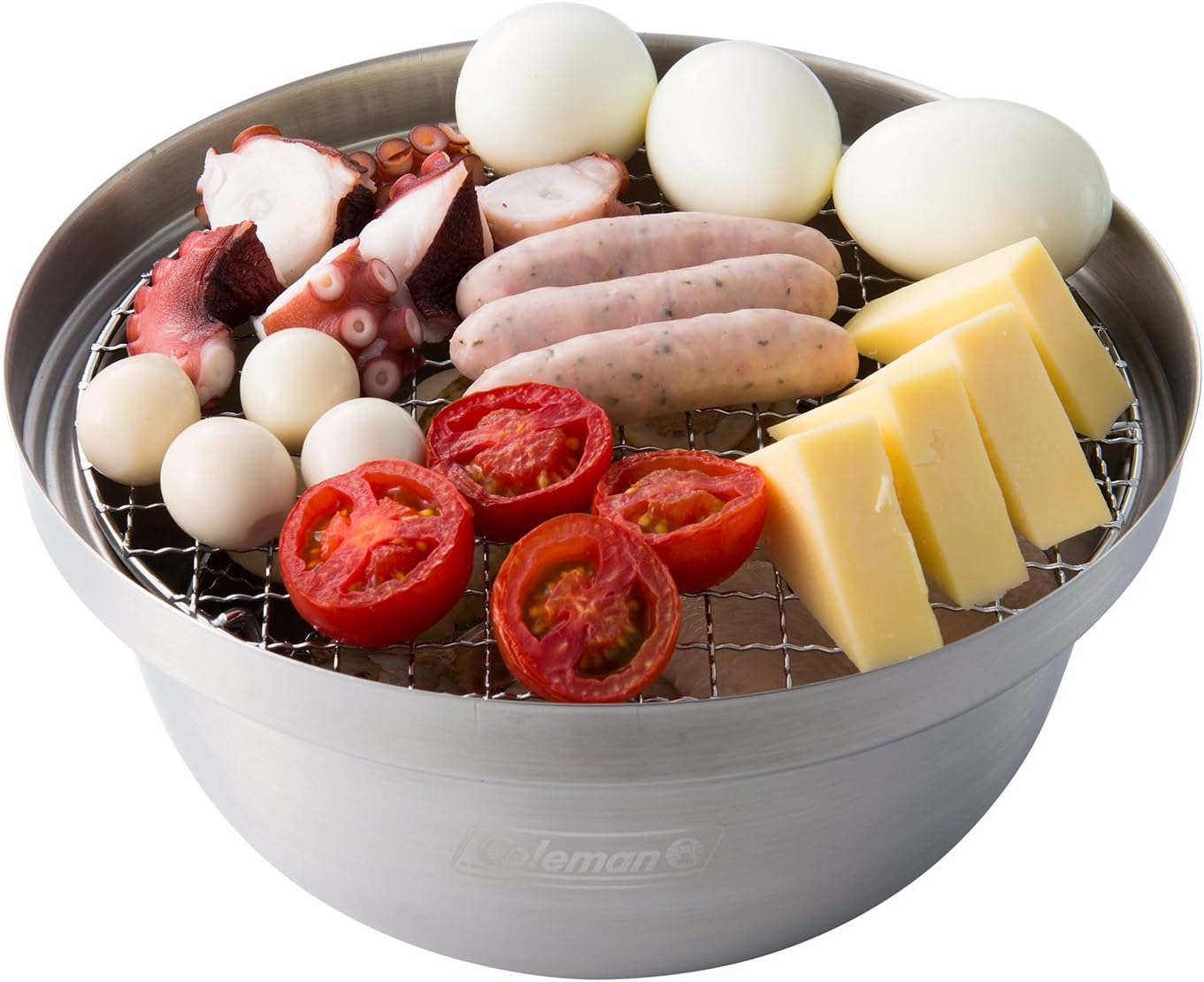 콜맨 컴팩트 스모커 실버 (지름 23.5cm / 높이 20cm / 스테인리스 소재 / 윗하단 2단형 / 우드칩 사용 가능)