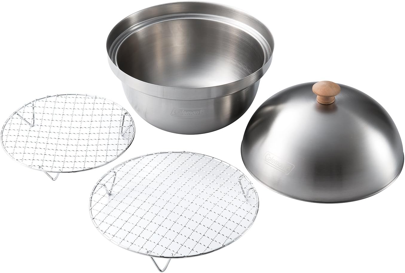 콜맨 컴팩트 스모커 실버 (지름 23.5cm / 높이 20cm / 스테인리스 소재 / 윗하단 2단형 / 우드칩 사용 가능)