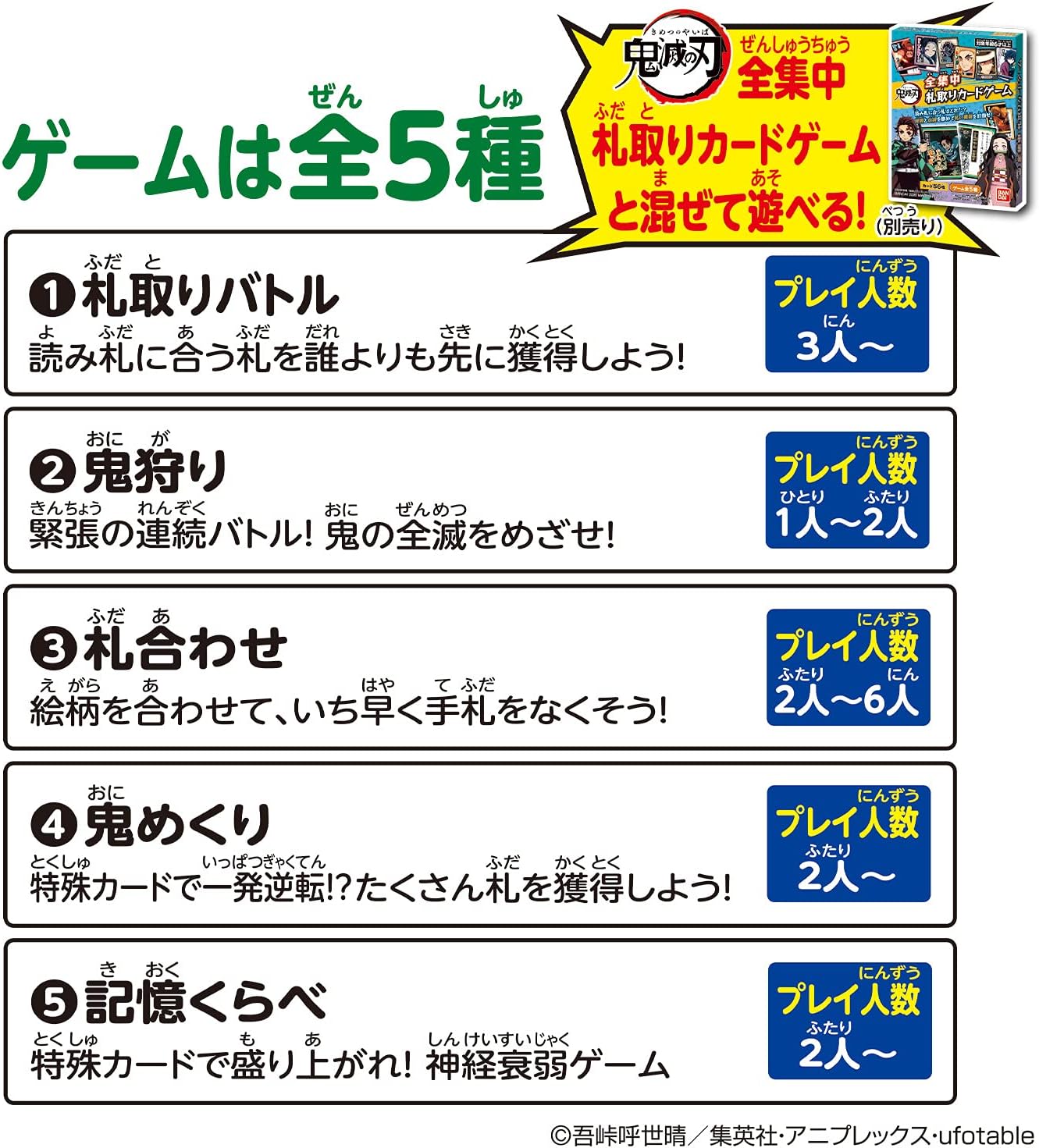 반다이 귀멸의 칼날 전집중 패 카드게임 무한열차편 (BANDAI)