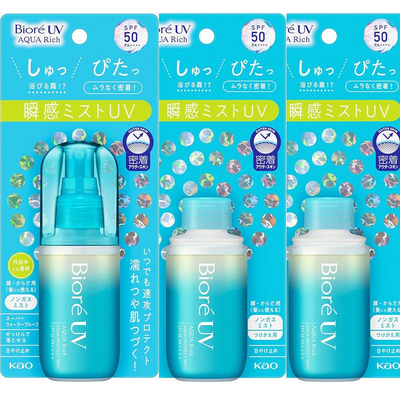 비오레 UV 아쿠아리치 아쿠아 프로텍트 미스트 60mL 1개,미스트리필2개 세트