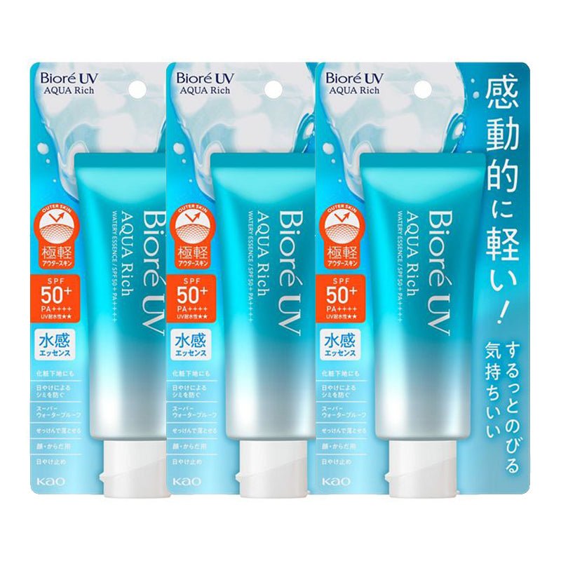 카오 비오레 UV 아쿠아 리치 워터리 에센스 자외선차단제 70g × 3