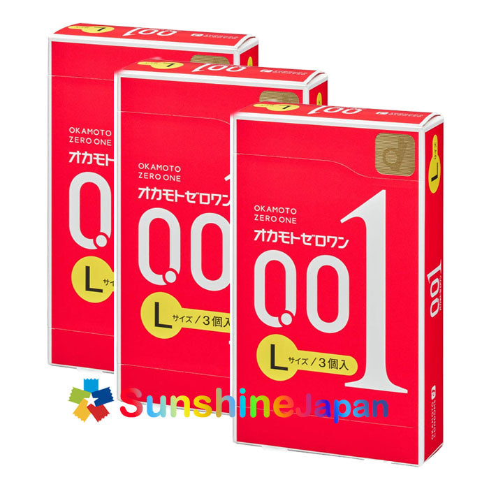 오카모토 콘돔 001 【대량 구매 세트】 0.01mm L 사이즈 (폴리우레탄) 3개입 3세트