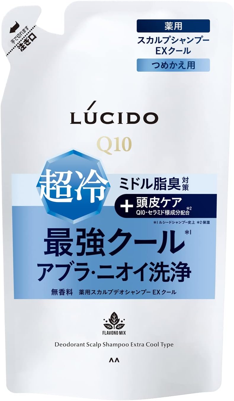 LUCIDO (루시도) 약용 스칼프 데오 샴푸 | EX 쿨 타입 | 리필용 380mL | 남성용 두피 &탈모 케어