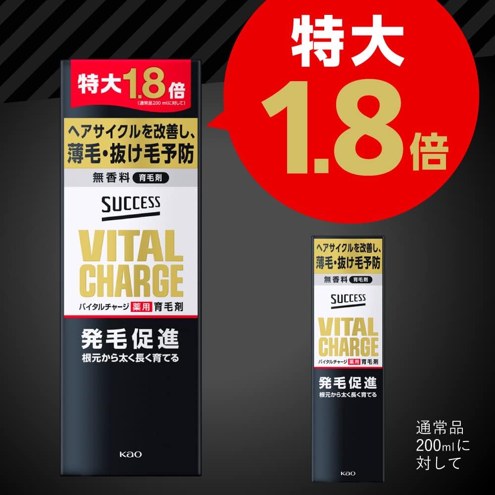 카오 석세스 바이탈 차지 약용 두피 케어 토닉 360ml 대용량 (약 1.8배)