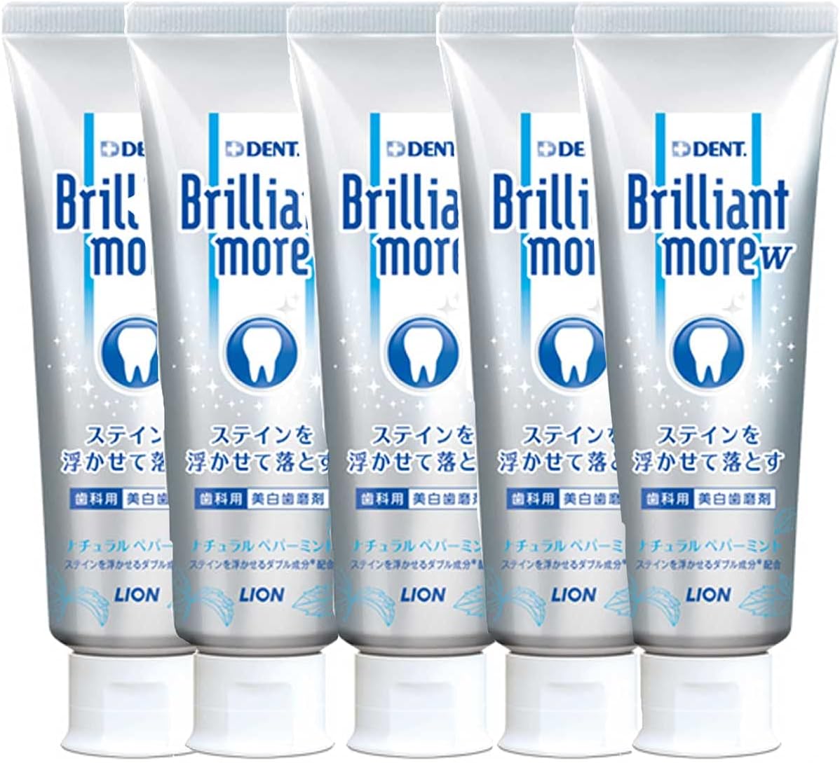 라이온 치과용 브릴리언트 모어 W (Brilliant More W) 미백 치약 90g × 5개