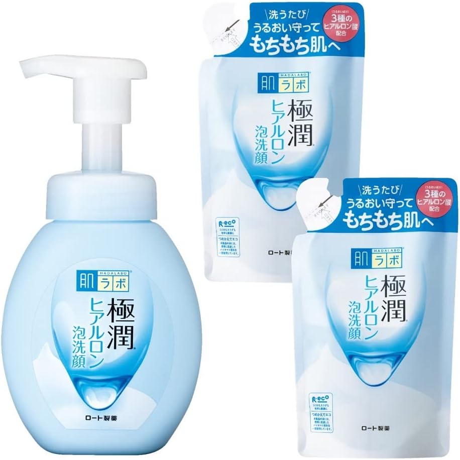 하라 라보 Hada Labo 극윤 히알루론 거품 세안제 본체 1개 + 리필 2개 세트