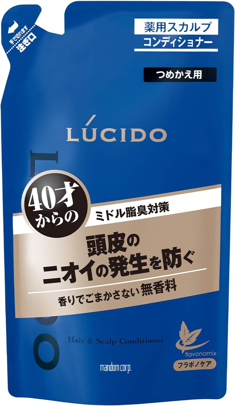 LUCIDO (루시도) 약용 헤어 & 스칼프 컨디셔너 | 리필용 380g | 남성 두피 & 탈모 케어 | 무향료