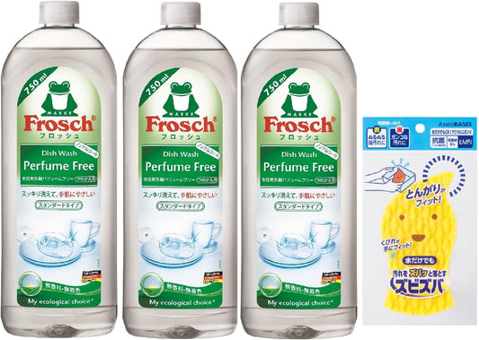 프로쉬(Frosch) 무향 식기 세척 세제 750ml × 3개 + 스펀지 포함