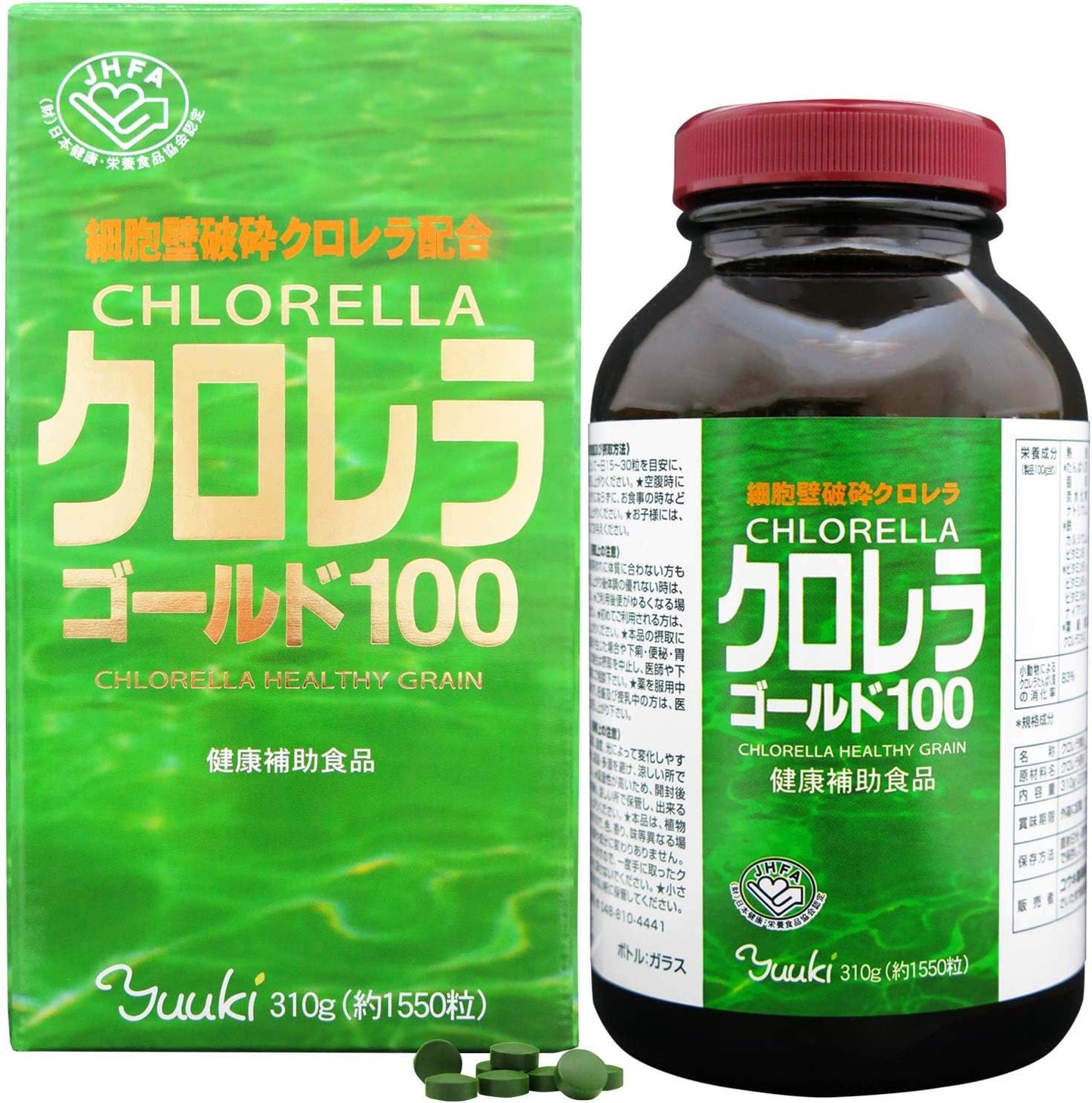 유우키제약 크로렐라 골드 1550정 (51~103일분) 100% 클로렐라 세포벽 파쇄 영양제