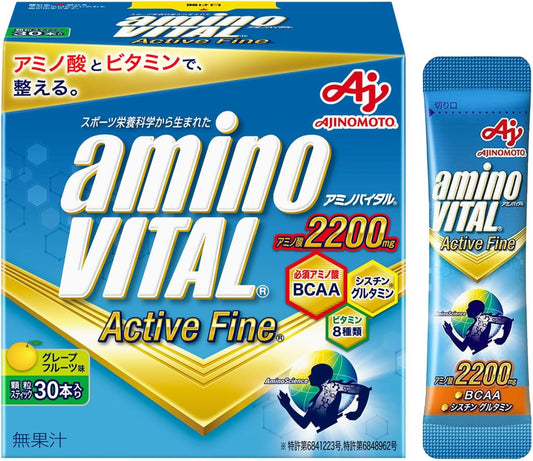 아지노모토 아미노바이탈 액티브파인 자몽맛 (30포입 / 아미노산 2200mg / BCAA·글루타민·시스틴 함유 / 컨디셔닝용 보충제)