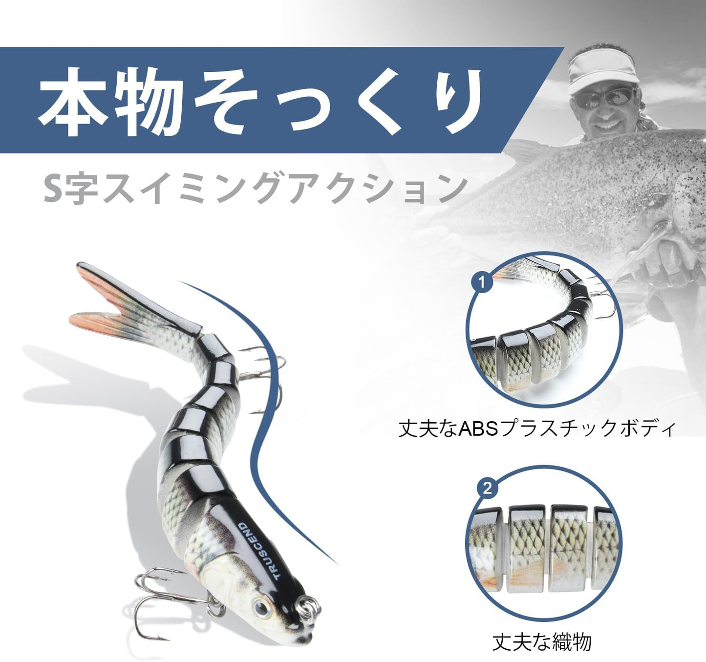 TRUSCEND 8관절 대형 리얼 피쉬 루어 27g / 빅베이트 미노우 낚시루어 A1-13.7cm,27g