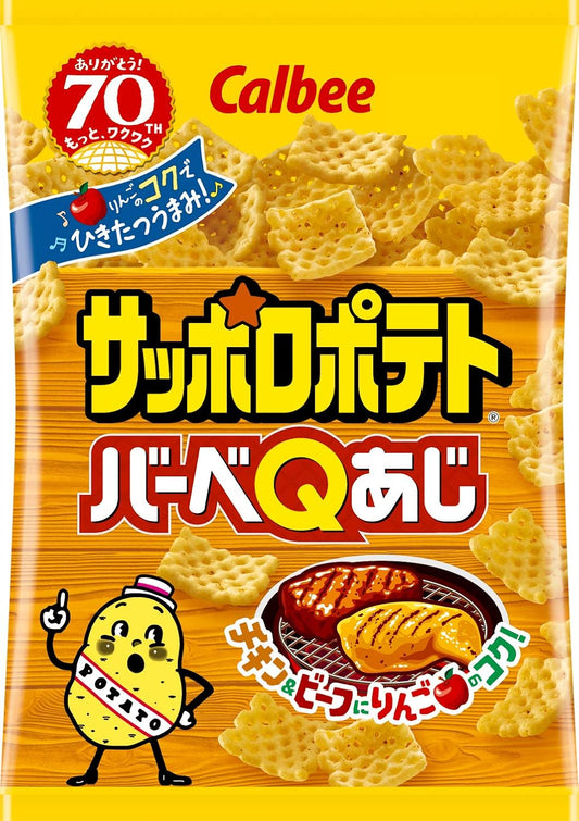 카루비 사포로포테토 바비큐맛 80g × 12봉 세트 (일본산 감자 스낵)