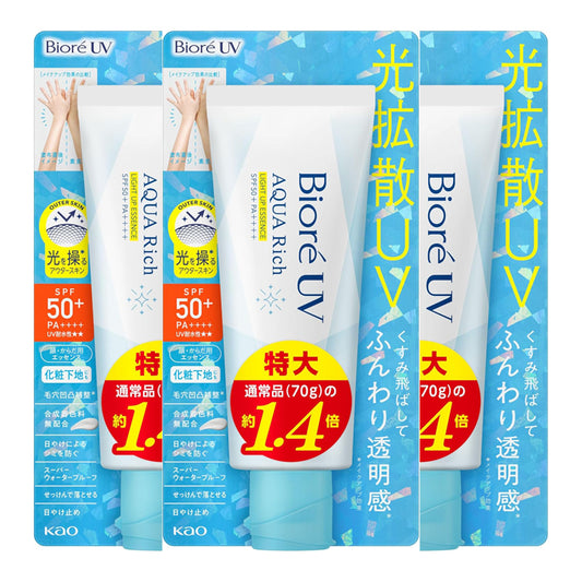 비오레 UV 아쿠아 리치 라이트업 에센스 100g 3세트상품 자외선 차단제 SPF50