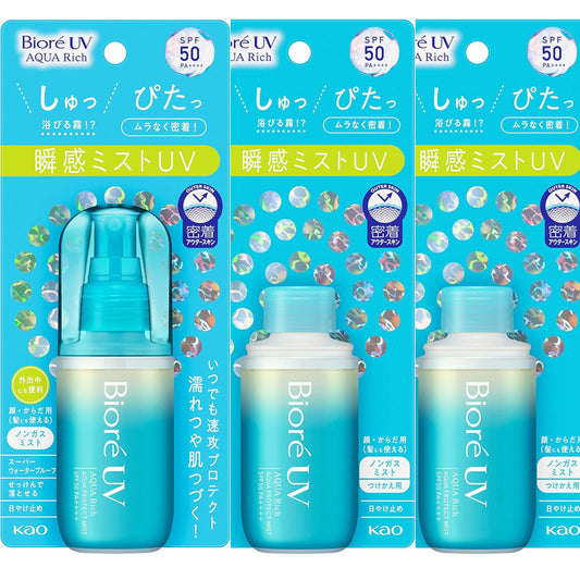 비오레 UV 아쿠아리치 아쿠아 프로텍트 미스트 60mL 1개,미스트리필2개 세트