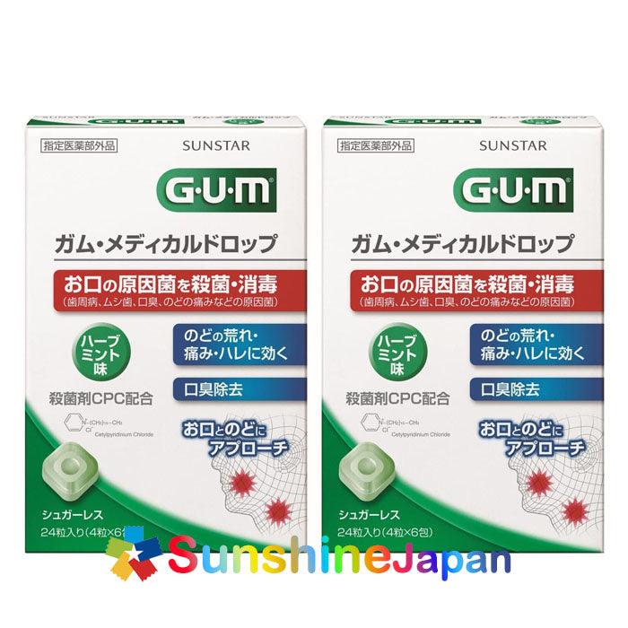 GUM 검 메디컬 드롭 CPC 함유 입,목 살균,소독 구취제거 목마름 통증 휴대용 외출용 목캔디 24알 2개 팩 3종선택