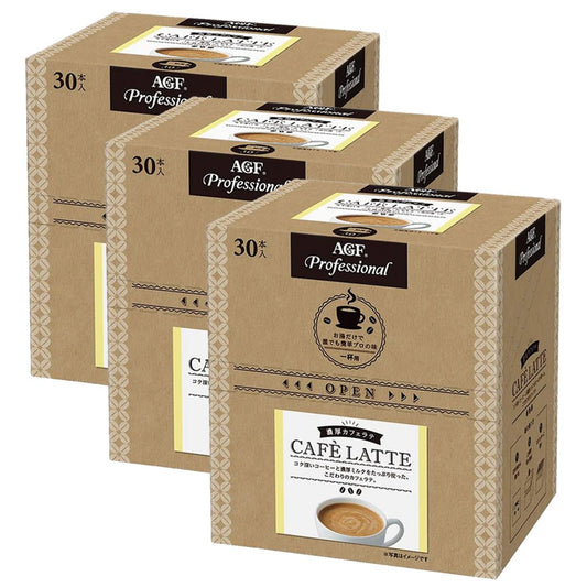 AGF 프로페셔널 진한 카페라떼 스틱 30개입 일본산 인스턴트 커피 1잔용 개별포장 3박스세트
