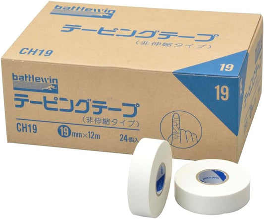 니치반(NICHIBAN) 배틀윈 테이핑 테이프 비신축 타입 19mm × 12m (24개입) 스포츠 테이핑 근육테이프 손가락 손목 무릎 클라이밍