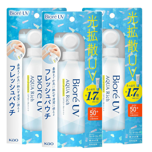 비오레 UV 아쿠아리치 라이트업 에센스 프레시 파우치 120g 3세트