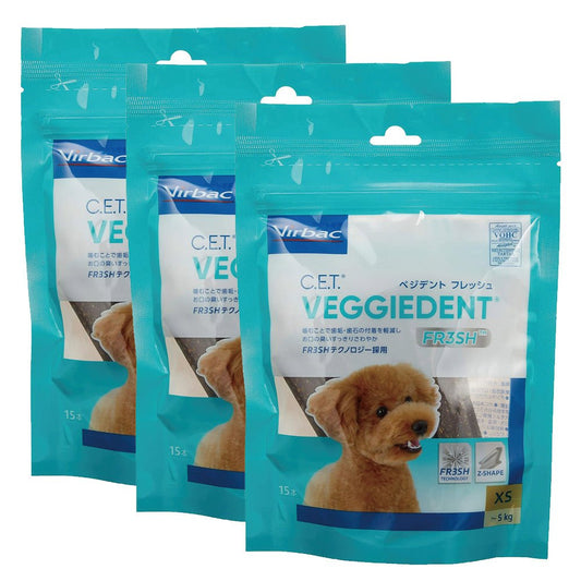 버박(Virbac) C.E.T. 베지덴트 프레시 XS 사이즈 (15개입) 반려견 덴탈 케어3봉지세트